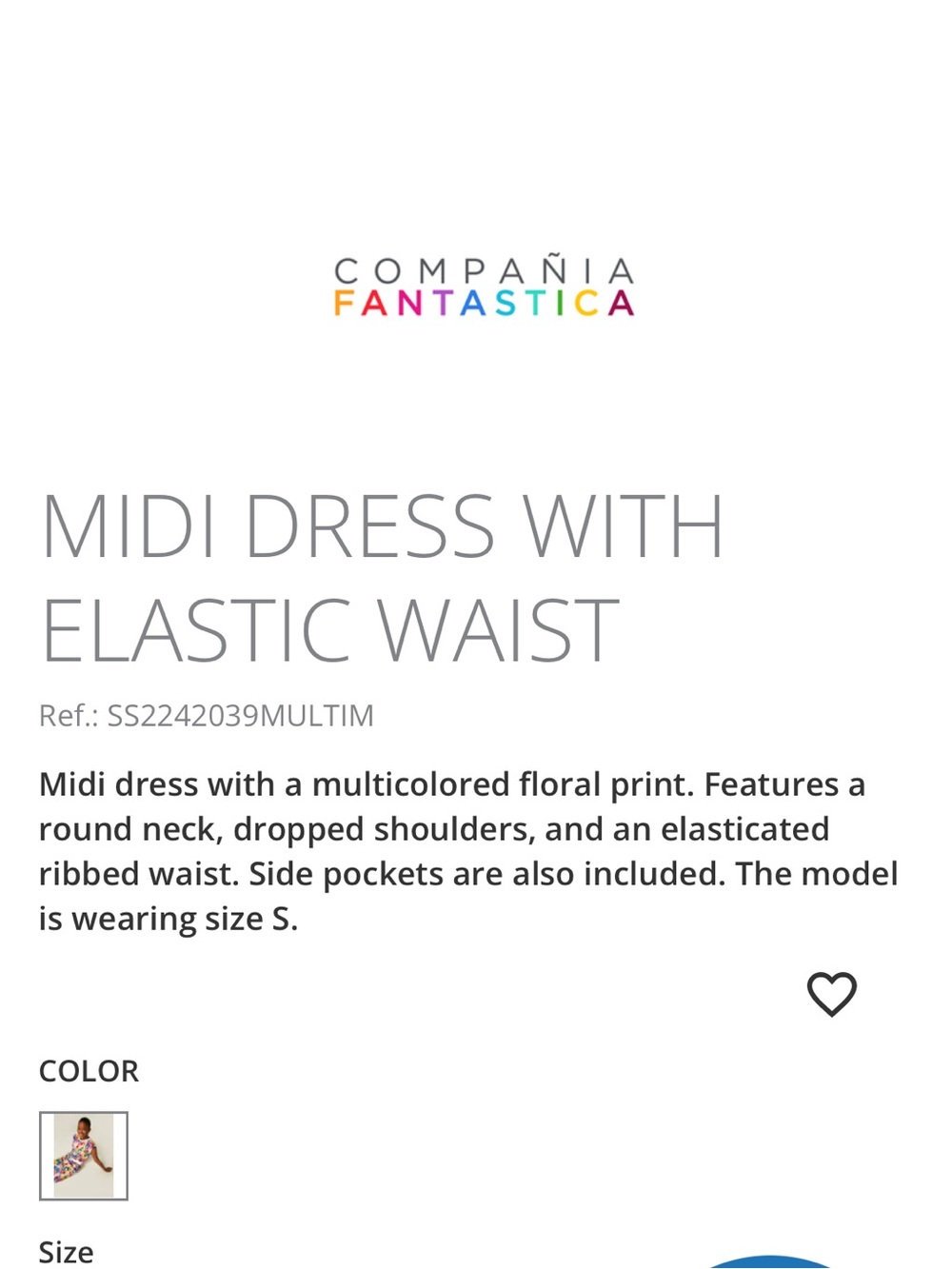 COMPAÑIA FANTASTICA Midi floral dress with pink elastic waist,Sz.M!NWT - Picture 10 of 11